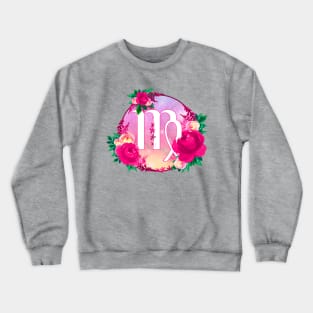 Virgo Zodiac Horoscope Pink Floral Monogram Crewneck Sweatshirt